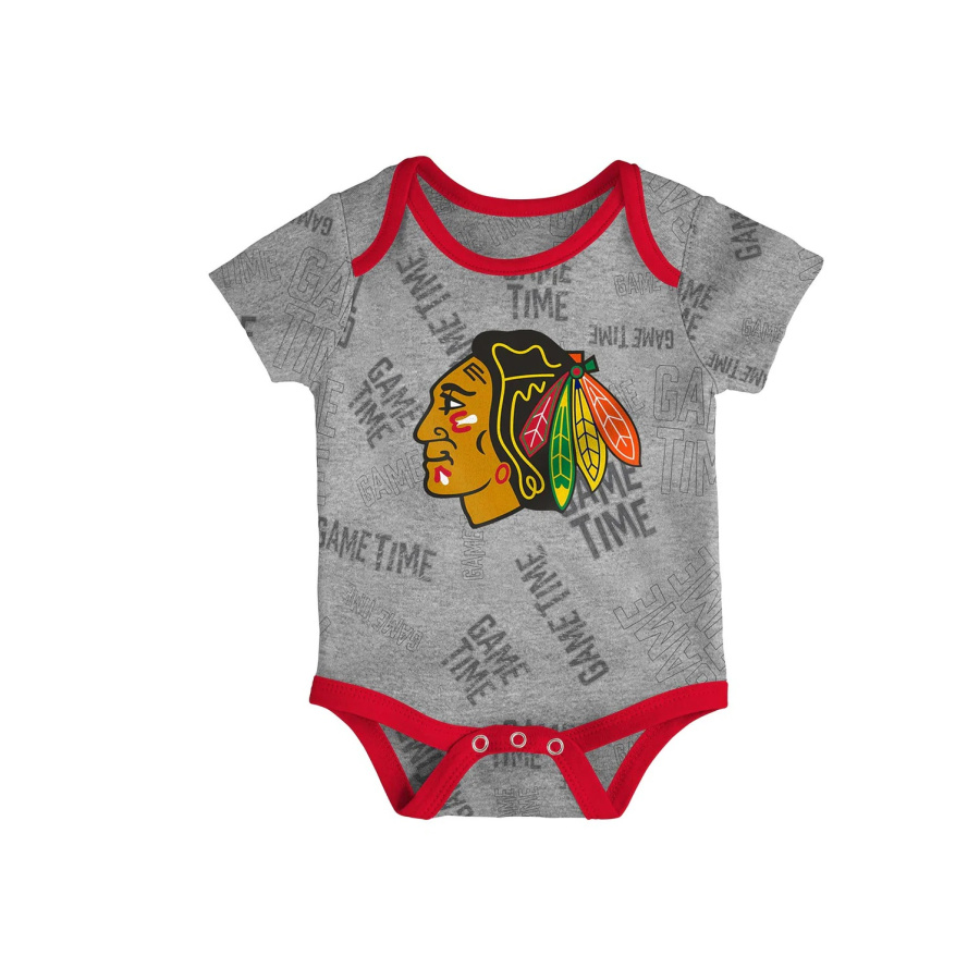 NHL GAME TIME SS CREEPER CHICAGO BLACKHAWKS GREY BABY DETSKÉ BODY